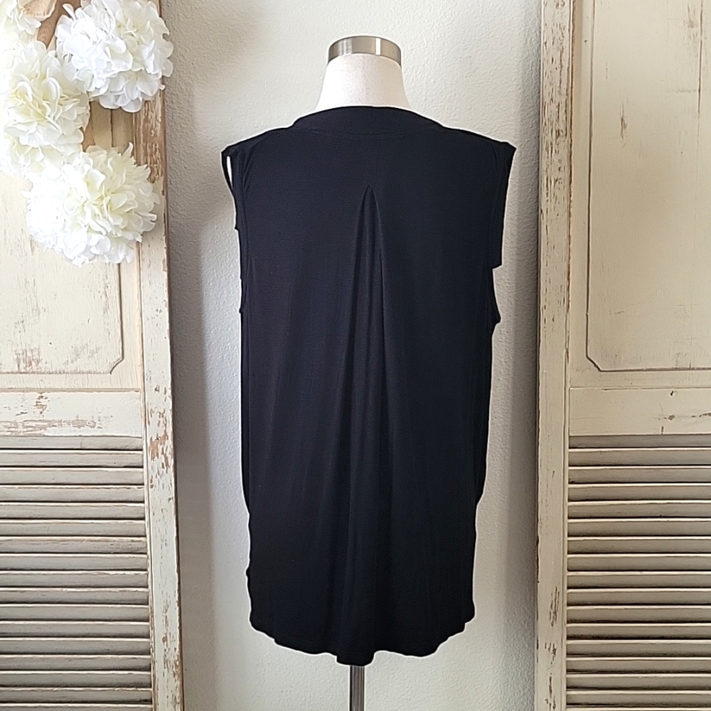 Anthropologie Akemi + Kin black sleeveless drape front blouse women's size small - Picture 9 of 13